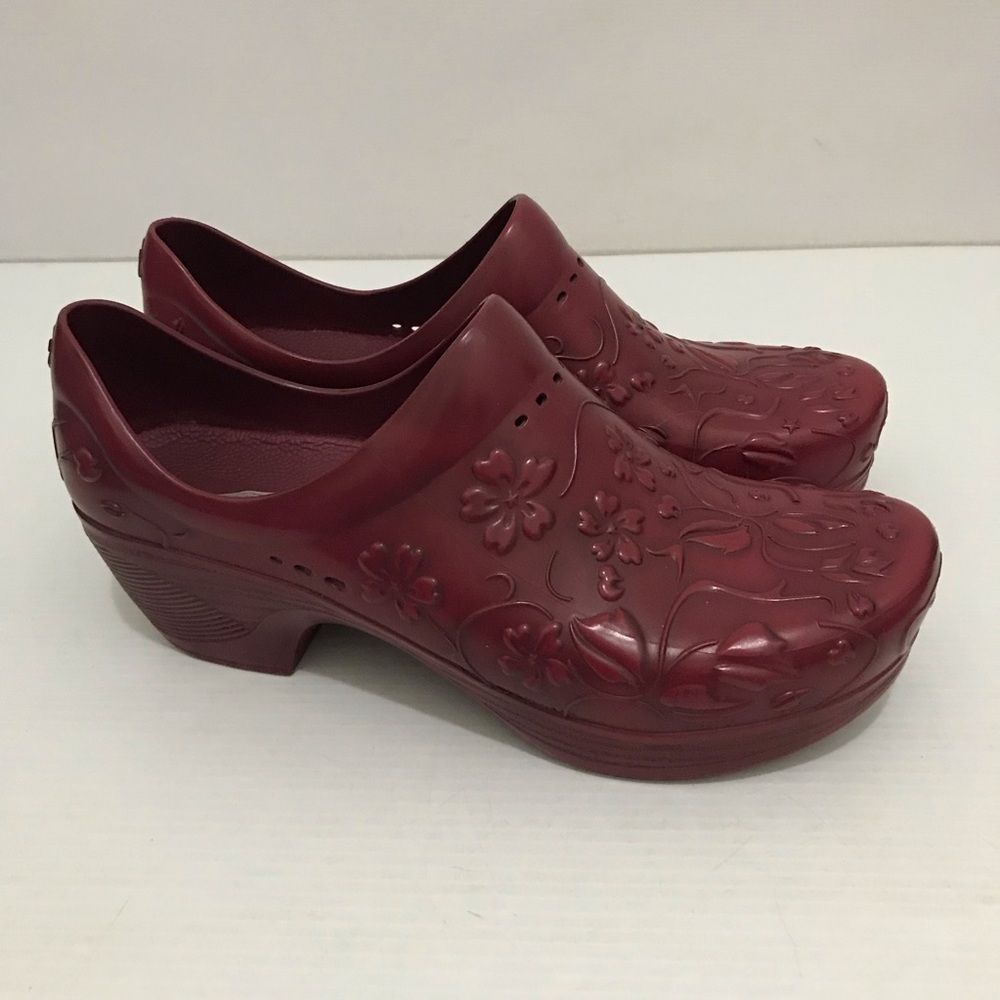 Dansko Pixie Rubber Embossed Clogs In Red Size 41 - image 1